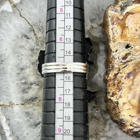 Sterling Silver Southwestern Style Oval Larimar Decorated Bar Ring S 7 For Women - Picture 10 of 10